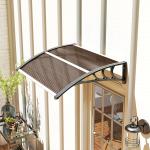 Marquise de Proteção 75x100 cm para Portas e Janelas contra Sol e Chuva com Suporte de Liga de Alumínio Marrom e Preto