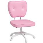 Cadeira de Escritório Estofada em PU com Altura Ajustável Sem Braços Cadeira de Estudo Dormitório 46x59x82 - 92 cm Rosa