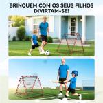 Rede de Rebote Dobrável para Treino Desportivo Ajustável em 5 Níveis de Ângulo com Tubo de Aço 100x95x90 cm Vermelho