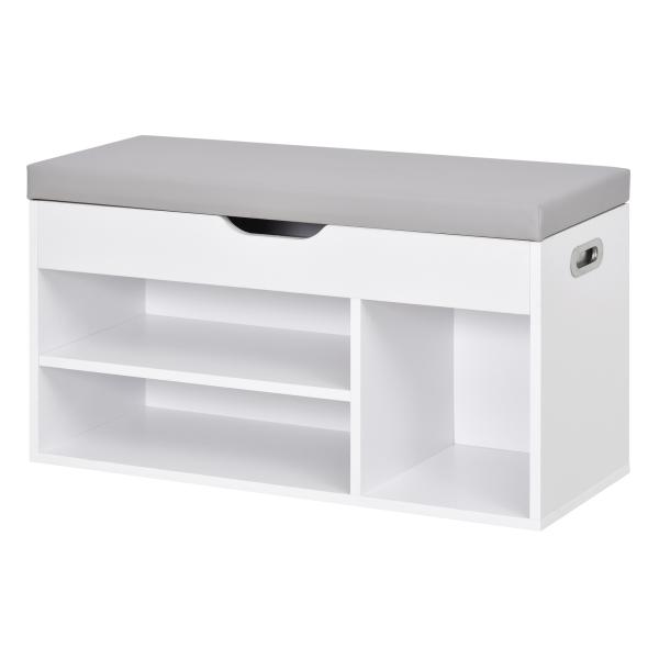 Sapateira com Assento Acolchoado Carga máxima de 120kg MDF 80x30x43cm Branco