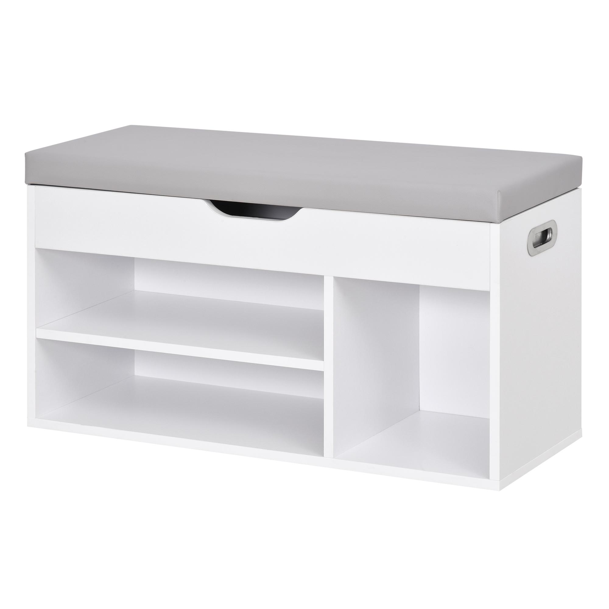 Sapateira com Assento Acolchoado Carga máxima de 120kg MDF 80x30x43cm Branco