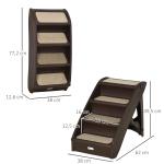 Escada Dobrável para Animais de Estimação de 4 Degraus Portátil com Tapetes Antiderrapantes 62x38x49,5cm Marrom Escuro