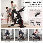 Bicicleta Estática com Resistência Ajustável Volante de Inércia de 8 kg Ecrã LCD Guiador e Assento Ajustável 103x53x100 - 114 cm Preto e Vermelho