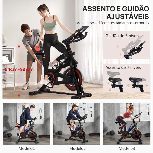 Bicicleta Estática com Resistência Ajustável Volante de Inércia de 8 kg Ecrã LCD Guiador e Assento Ajustável 103x53x100 - 114 cm Preto e Vermelho