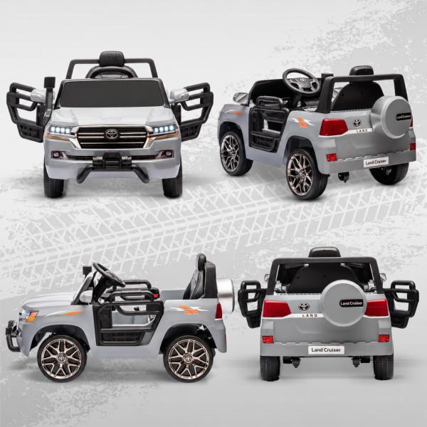 Carro Elétrico para Crianças Toyota Land Cruiser 12V com Faróis Buzina Arranque Lento e Música MP3 107x65x55,5 cm Cinza