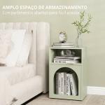 Mesa de Cabeceira Estreita com 2 Compartimentos Abertos e Design em Arco 40x30x60 cm Verde - Claro