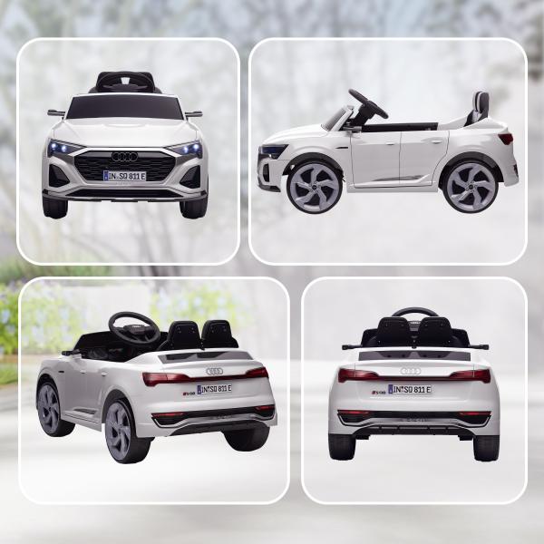 Carro Elétrico para Crianças Carro Audi Q8 Etron Sportback Infantil 12V Faróis Buzina e Música 98x49,5x43 cm Branco