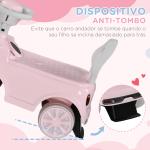 Carro Andador para Bebés de 18 - 36 Meses Carro Andador com Volante Buzina e Sistema Anti - Tombo 53x25x35 cm Rosa