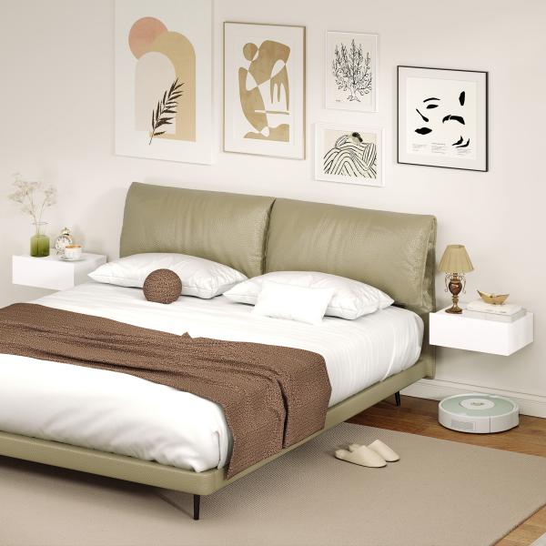 Conjunto de 2 Mesas de Cabeceira de Parede Mesas de Cabeceira Flutuantes com 1 Gaveta para Quarto 40x30x15 cm Branco