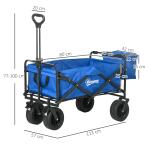Carrinho de Transporte Dobrável com Bolsa Térmica Removível Capacidade 100 kg para Campismo Praia 113x57x77 - 100 cm Azul