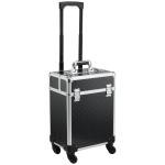 Mala de Maquilhagem Profissional com Rodas Pega 2 Bandejas e Compartimento Inferior 34x24x52/94 cm Preto