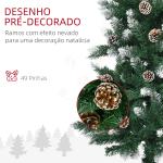 Árvore de Natal Artificial Nevada 180 cm com 508 Ramos 49 Pinhas Base Dobrável e Suporte de Aço Ø73x180 cm Verde e Branco