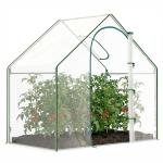 Estufa com Janela Porta Estrutura de Aço e Cobertura de Plástico Impermeável Anti - UV 180x100x168 cm Transparente