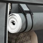 Roupeiro de Tecido Dobrável com 8 Prateleiras de Armazenamento e 2 Barras de Pendurar 125x43x162,5cm Cinza Claro