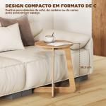 Mesa Auxiliar em Forma de C Mesa Redonda com Montagem Rápida Ideal para Espaços Pequenos Sala, Quarto Ø39x50,5 cm Madeira