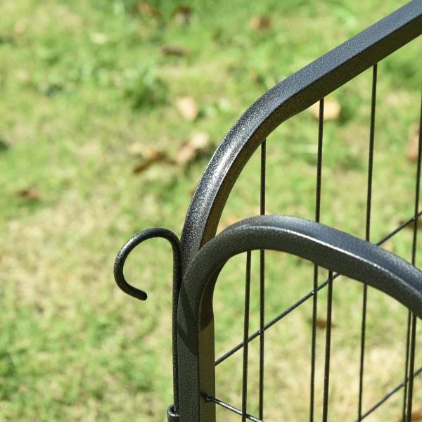 Parque para animais de estimação com 8 Varas Dobrável com Porta e Dupla Trava 79x100cm Preto