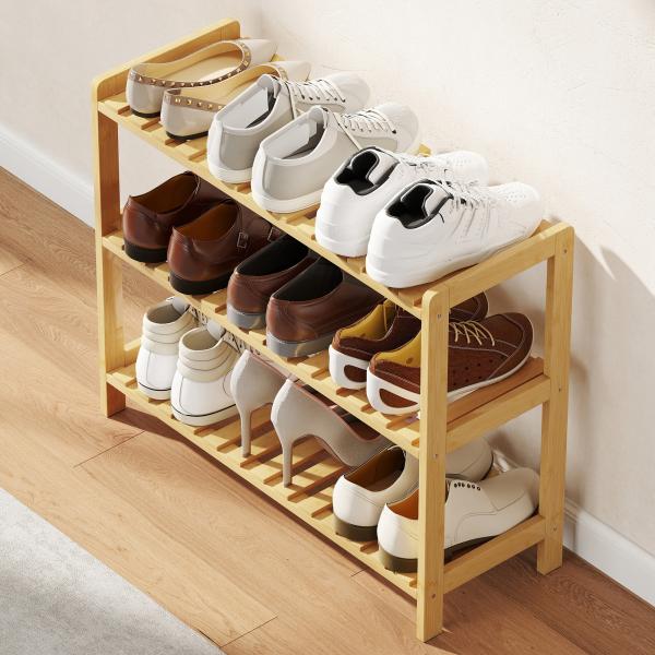Sapateira de Madeira de 3 Níveis para até 9 Pares de Sapatos para Entrada Corredor Dormitório 70x26x57,5 cm Madeira
