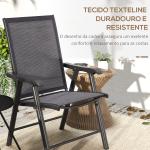 Conjunto de 2 Cadeiras Dobráveis para Exterior Cadeiras para Jardim com Textilene e Metal 58x64x94 cm Cinza Escuro