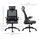 Cadeira de Escritório de Malha Confortável Giratória com Altura e Apoio para a Cabeça Ajustáveis Apoio Lombar Preto 60x61x104,5 - 121,5 cm