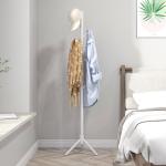 Cabide de Pé de Madeira com 8 Ganchos para Pendurar Roupa e Bolsas para Corredor Entrada 40x40x165 cm Branco