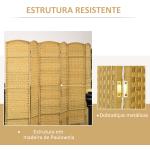 Biombo Dobrável de 6 Painéis Divisor de Ambientes 270x180 cm Ecrã de Privacidade de Polipropileno Madeira