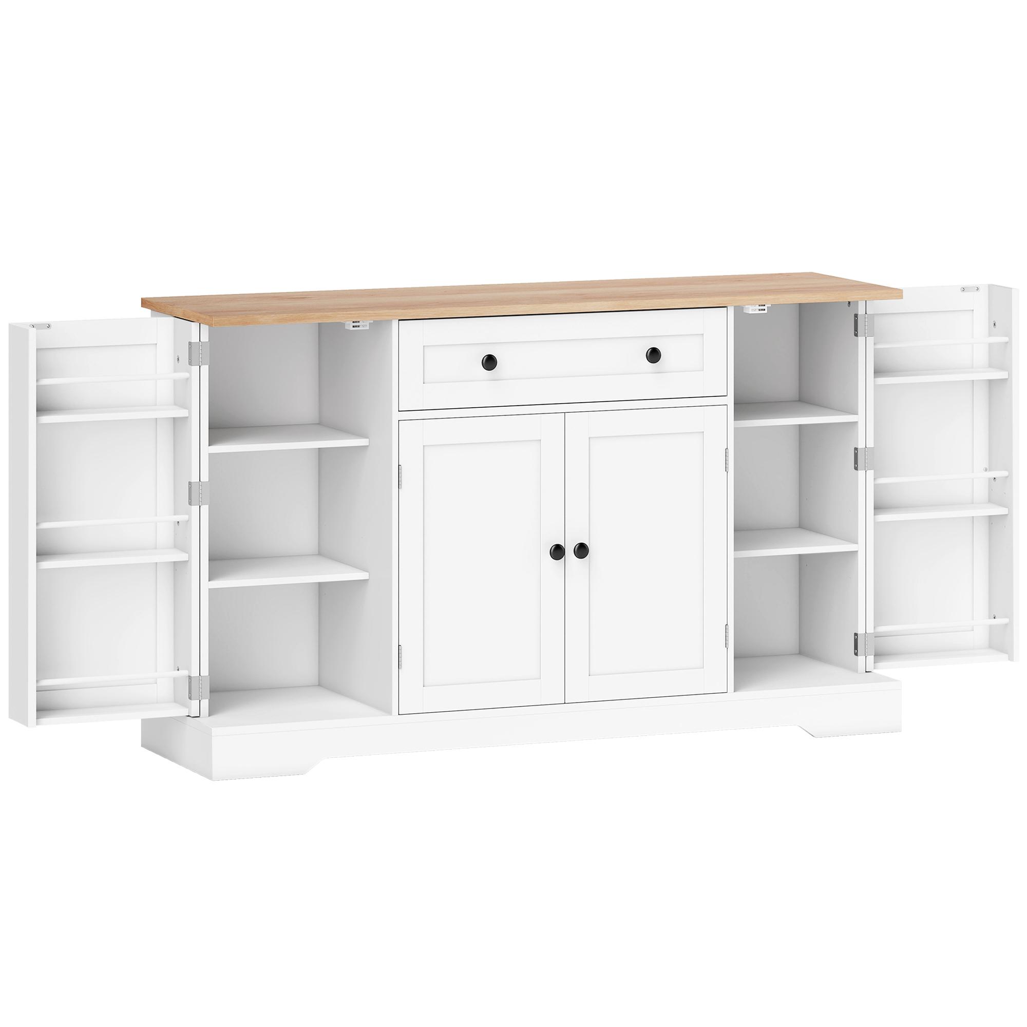 Aparador de Cozinha com Gaveta, Prateleiras nas Portas Prateleiras Ajustáveis Bar de Café 138x40x83,5 cm Branco