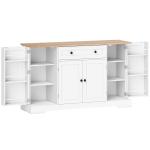 Aparador de Cozinha com Gaveta, Prateleiras nas Portas Prateleiras Ajustáveis Bar de Café 138x40x83,5 cm Branco