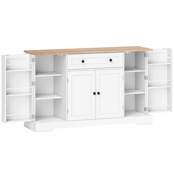 Aparador de Cozinha com Gaveta, Prateleiras nas Portas Prateleiras Ajustáveis Bar de Café 138x40x83,5 cm Branco