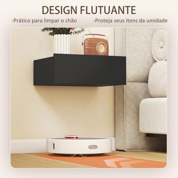 Conjunto de 2 Mesas de Cabeceira Flutuantes com 1 Gaveta para Quarto 40x30x15 cm Preto