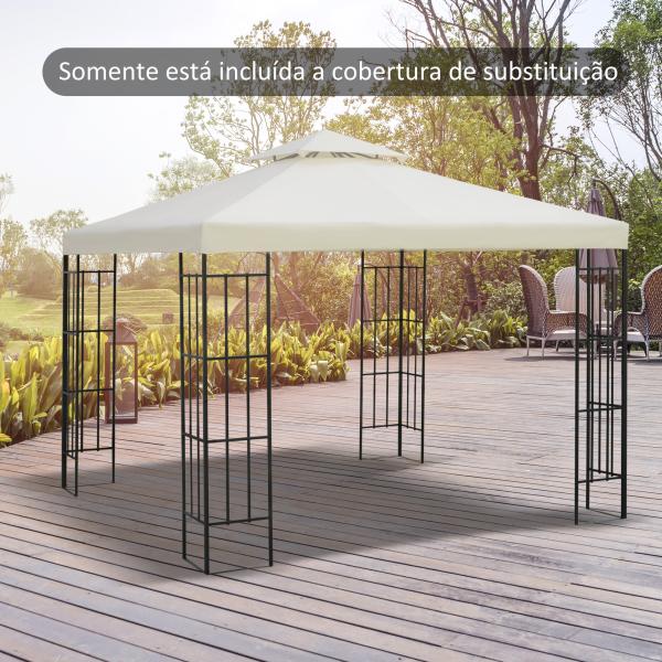 Toldo de Substituição 3x3m para Pérgolas Toldo de Substituição de Pérgolas de Jardim Creme