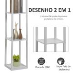 Candeeiro de Pé de Madeira com 3 Prateleiras De Armazenamento para Lâmpada E27 Potência Máx. 40W Candeeiro Moderno para Sala de Estar Dormitório 26x26x160cm Branco