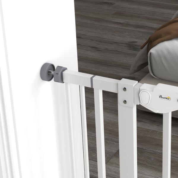 Barreira de Segurança para Cães com Porta Pequena Fechamento Automático e Sistema Duplo de Bloqueio 74 - 101x104,1 cm Branco