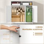 Armário de Casa de Banho Estreito com 3 Portas 2 Compartimentos Abertos Prateleira Ajustável 85x30x85 cm Branco