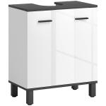 Móvel de Lavatório com 2 Portas e Prateleira Ajustável para Lavatório com ou sem Pedestal 60x34x70 cm Branco Brilhante