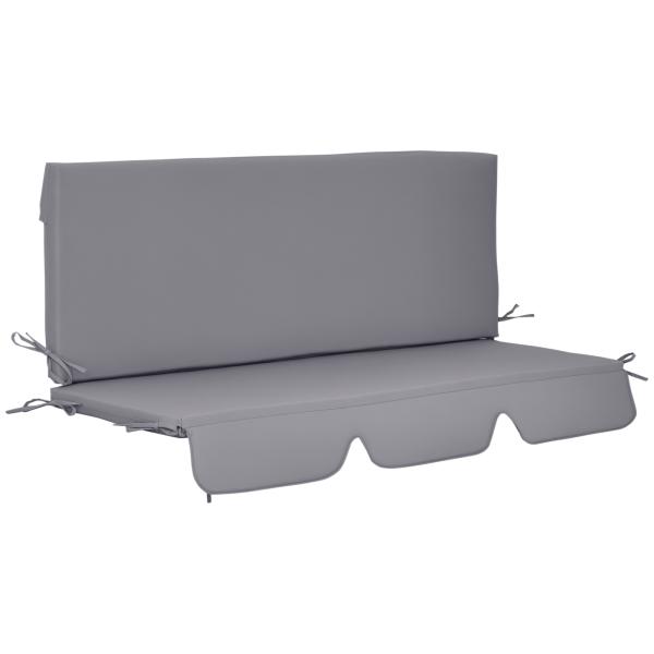 Almofada para Baloiço de 2 Peças Almofada para Baloiço de Assento e Encosto Acolchoado 130x45x5 cm Cinza
