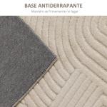 Tapete Sala de Estar 160x230 cm Tapete Pelo Curto Estilo Moderno Base Antiderrapante Tecida à Máquina Creme