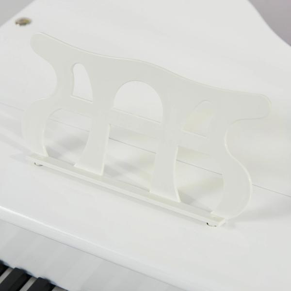 Piano de Cauda Infantil com 30 Teclas Banco Suporte de Partituras Piano para Crianças de MDF Instrumento Musical Educativo 52x50x49cm Branco