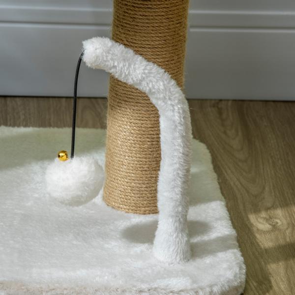 Arranhador para Gatos Pequenos Altura 42 cm Arranhador para Gatos com Cama Bolas Supensas e Postes de Juta 48x38x42 cm Branco