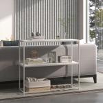 Mesa Consola de Entrada Mesa de Entrada com Estante Aberto e Estrutura de Aço Anti - tombo para Sala 100x30x87 cm Branco