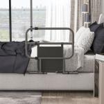 Grade para Cama Adulto Guarda de Segurança para Cama Dobrável com Bolso de Armazenamento 61x66x55 cm Cinza