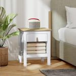 Mesa de Cabeceira Moderna Mesa de Cabeceira com 1 Gaveta Compartimento Aberto Puxador de PU 45x40x55 cm Branco