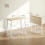 Secretária Dobrável com Rodas Mesa de Secretária Compacta Portátil para Espaços Pequenos 80x40x75 cm Madeira e Branco
