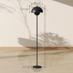 Candeeiro de Pé Moderno com Ecrã em Forma de Taça Refletora de Luz Interruptor de Pé Suporte E27 sem Lâmpada Ø35x155 cm Preto