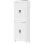 Armário de Cozinha com 4 Portas e Prateleiras Ajustáveis Anti - Tombo 60x30x170,5 cm Branco