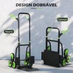 Carrinho de Carga Dobrável para Escadas com 6 Rodas, 120 kg, Portátil, Verde