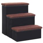 Escada para Animais de Estimação de 3 Degraus Dobrável com Tampa e Espaço de Armazenamento Escada para Cães Gatos Pequenos para Cama Sofá 40x54x48cm Preto