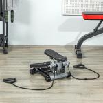 Mini Step Máquina de Step Compacta com Bandas de Resistência Monitor LCD Pedais Antiderrapantes e Ajustáveis em Altura 41x30,5x18,5 cm Cinza