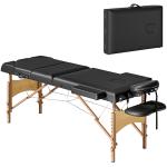 Marquesa de Massagem Dobrável Portátil com Altura Ajustável Apoio de Cabeça Apoios de Braço Acolchoados 215x60x64 - 89 cm Preto