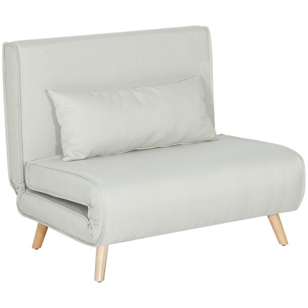 Poltrona 3 em 1 Sofá Cama Individual Dobrável com Encosto Ajustável em 6 Posições e Almofada 94x78x80 cm Bege