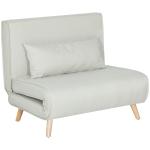 Poltrona 3 em 1 Sofá Cama Individual Dobrável com Encosto Ajustável em 6 Posições e Almofada 94x78x80 cm Bege